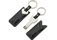 Palillo de memoria USB de la velocidad rápida 8g, palillo negro del Usb del cuero con el logotipo grabado en relieve